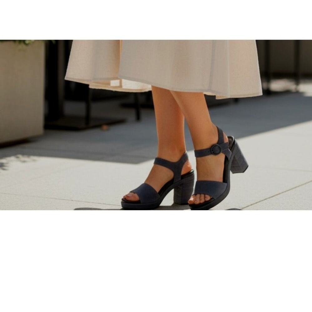 Heel Sandals  Navy Blue suede Contemporary Stylish  Boho Hippy Shoes